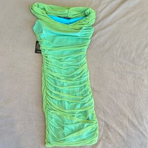 bebe Lime Green Gathered Mini